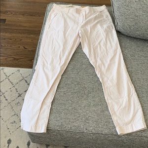 Anthropologie white, red, gray striped  pants